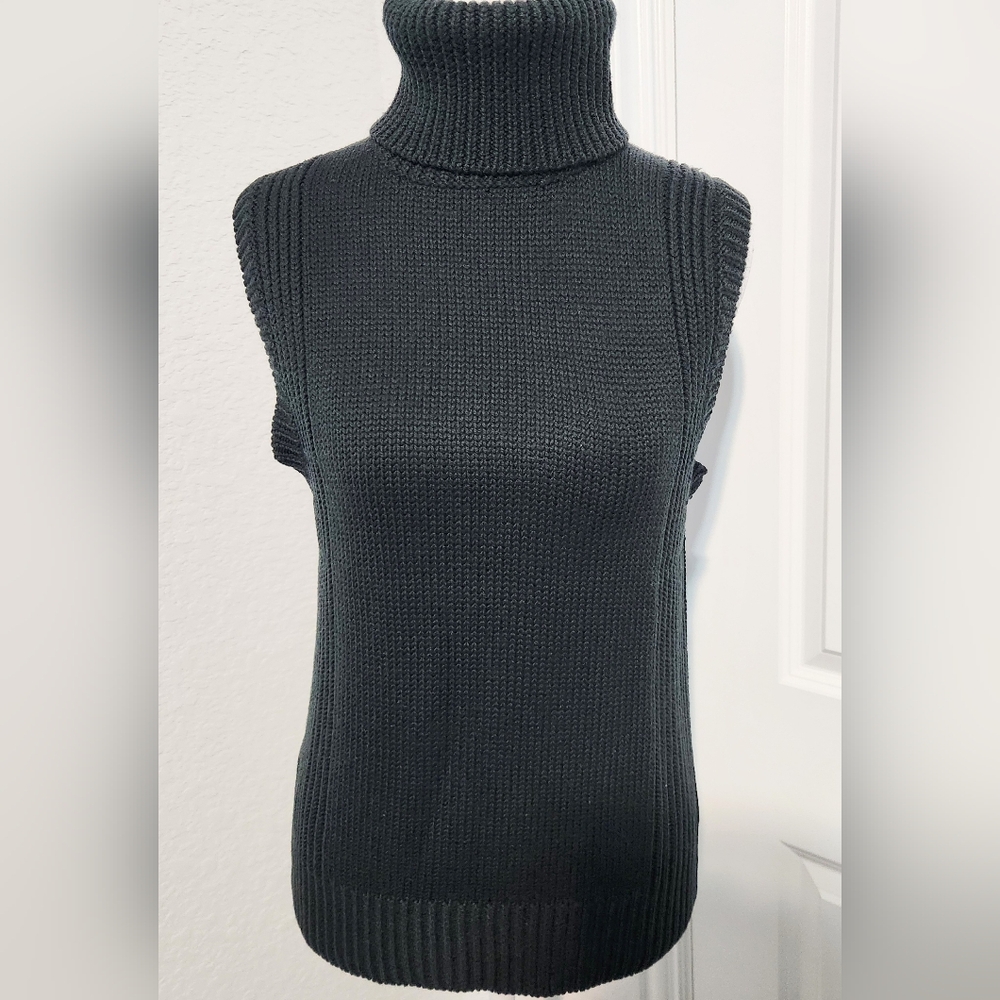 Vintage Kenneth Cole Merino Wool Sleeveless Turtleneck Forest Green Size Medium